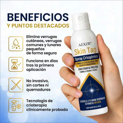 🏆 Crioterapia Profesional en Casa | AEXZR® Skin Tag Spray Criogénico：Eliminación rápida y sin dolor de verrugas y córneas ✨