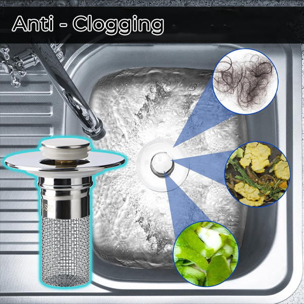 Sink Drain Strainer with Removable Stainless Steel Basket Ex